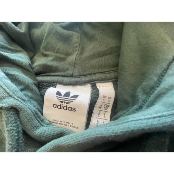 Adidas Originals Trefoil Hoodie Mens Small Forest Green Pullover Sweatshirt - Picture 4 of 6